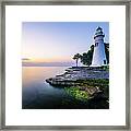 Twilight At Marblehead Lighthouse Framed Print