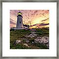 Twilight At Penaquid Point Lighthouse Framed Print