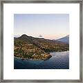 Twilight Over The North Bali Coast With The Agung Volcano Near A Framed Print