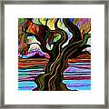 Twisted Tree Linear Abstraction Framed Print
