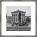 Two Bikes On Top Of The Rocky Steps In Black And White Framed Print