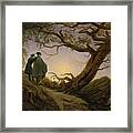 Two Men Contemplating The Moon Ca  Art Framed Print