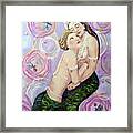 Two Mermaids In Pink By Linda Queally Framed Print