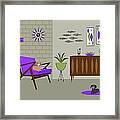 Two Mid Century Dachshunds In Purple Room Framed Print