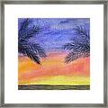 Two Palm Trees At Sunset Framed Print
