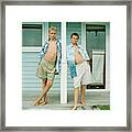 Two Teenage Boys Standing In Front Of House Framed Print