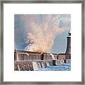 Tynemouth North Pier And Lighthouse - Storm Framed Print