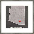 University Of Arizona Tucson Arizona Founded Date Heart Map Framed Print