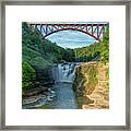 Upper Falls Arched Bridge At Letchworth State Pa Framed Print