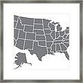 Usa Map Silhouette Framed Print