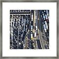 Usa, New Jersey, Rush Hour Traffic At Fort Lee In The Morning, Aerial View Framed Print
