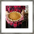 Usa, New York State, New York City, Woman Holding Baked Pumpkin Pie For Thanksgiving Framed Print