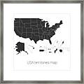 Usa Territories Map Framed Print