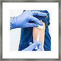 Vaccination Of Children. An Injection. Selective Focus. Framed Print