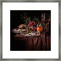 Van Beijeren -still Life With Roemer-silverware And Oysters Framed Print