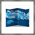 Vector Folded American Map With Administrative District Isolated Framed Print