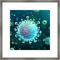 Vector Of Coronavirus 2019-ncov And Virus Background With Disease Cells. Covid-19 Corona Virus Outbreaking And Pandemic Medical Health Risk Concept. Vector Illustration Eps 10 Framed Print