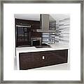 Vent, Stove And Countertop In Empty Modern Kitchen Framed Print