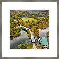 Vertical Vermont Autumn Colors Over The Willard Twin Bridges Framed Print