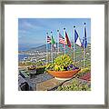 View Of Sorrento With Flags Framed Print
