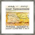 Vintage Map Pacific Railway New York to California 1880 Framed Print