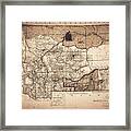 Vintage Map State Of Montana 1887 Sepia Framed Print