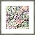 Vintage Railroad Map 1874 Pittsburgh And Beyond Framed Print