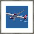 Virgin Atlantic Dreamliner With Contrails Framed Print