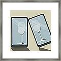 Virtual Champagne Glasses On Device Screens Framed Print