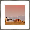 Vitaleta Chapel At Sunset, Val D'orcia Tuscany Framed Print