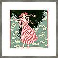 Vogue Cover Illustration Of A Woman Walking By A Pond Framed Print