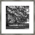 Waiting In The Fall Black And White Framed Print