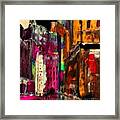 Warmly Lit Citywalk Framed Print