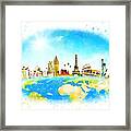 Watercolor Around The World By Vart. Framed Print