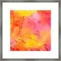 Watercolor Background In Yellow, Red, Orange And Pink Tones Framed Print