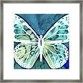 Watercolor Butterfly In Teal Blue Sky Iii Framed Print