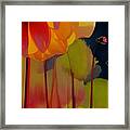 Watercolor Dahlia - Olive, Maroon, Orange, Framed Print