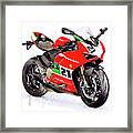 Watercolor Ducati Panigale V2 Bayliss Motorcycle, Oryginal Artwork By Vart. Framed Print