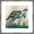 Watercolor Giant Sea Turtle Framed Print
