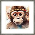 Watercolor Monkey Portrait Framed Print