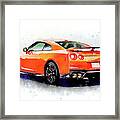 Watercolor Nissan Gt-r - Oryginal Artwork By Vart. Framed Print