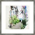 Watercolor Of Wooden House In Bassin D'arcachon Framed Print