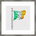Watercolor Painting Illustration Of Irish Flag Of Ireland Isolated Over White Background Framed Print