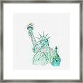 Watercolor Painting Illustration Of Statue Of Liberty On White Framed Print