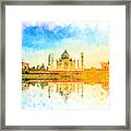 Watercolor Tajmahal, India By Vart Framed Print