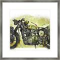 Watercolor Vintage Motorcycle By Vart. Framed Print