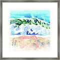 Watercolor Wave On Sea Painting Framed Print
