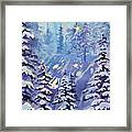 Watercolor - Winter Snowy Forest With Sunburst Framed Print