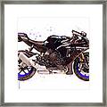 Watercolor Yamaha R1m Motorcycle - Oryginal Artwork By Vart. Framed Print