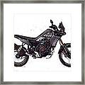 Watercolor Yamaha Tenere 700 Black Motorcycle - Oryginal Artwork By Vart. Framed Print